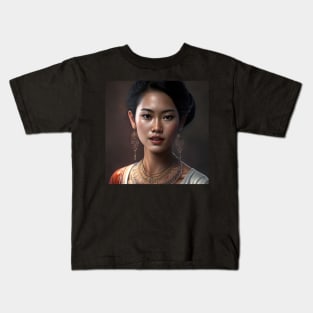 Realistic Thai Woman Portrait Illustration Kids T-Shirt